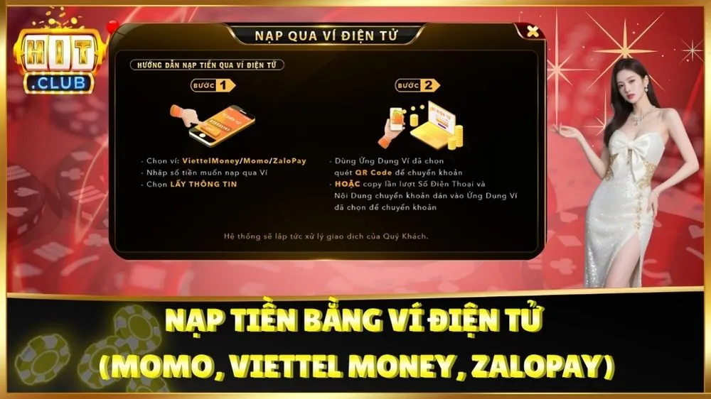 Nạp tiền bằng ví điện tử (MoMo, Viettel Money, ZaloPay)